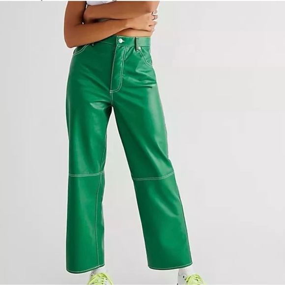 - 🔥🔥🔥- NWOT Free People .. It Factor Vegan Leather Pants Size 14.. - Picture 1 of 4